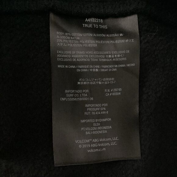 Volcom Mens D.I Shred Fleece Pullover Hoodie Size M Black Kangaroo Pocket Jersey - Picture 12 of 16